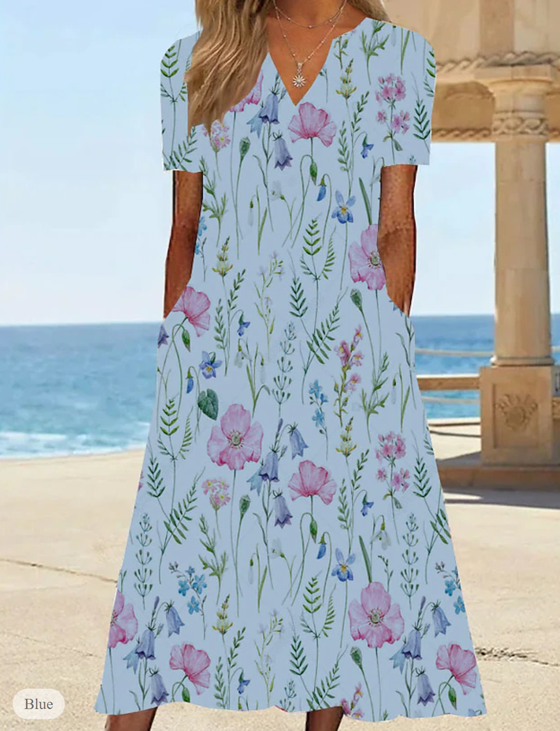 AD | Sommarklänning med blommigt tryck och V-ringning