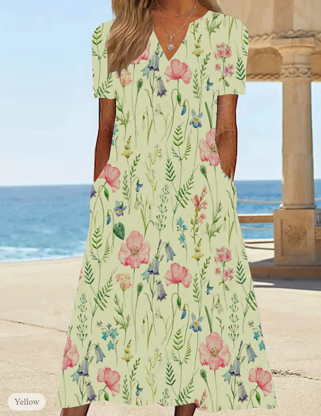 AD | Sommarklänning med blommigt tryck och V-ringning