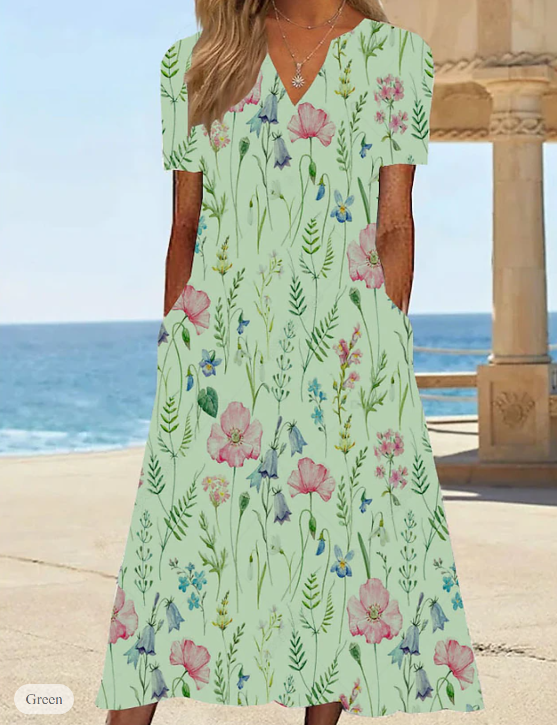 AD | Sommarklänning med blommigt tryck och V-ringning