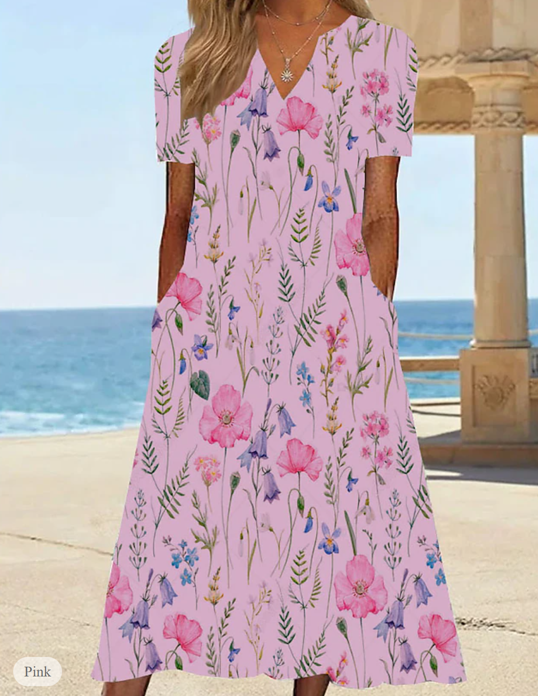 AD | Sommarklänning med blommigt tryck och V-ringning