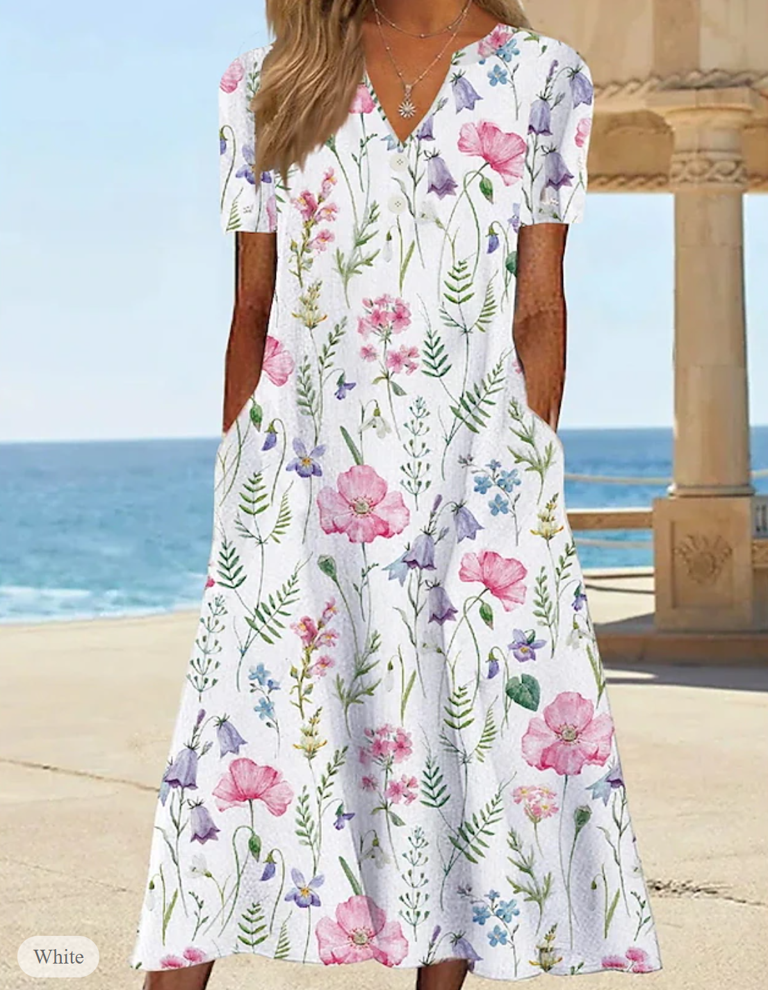 AD | Sommarklänning med blommigt tryck och V-ringning