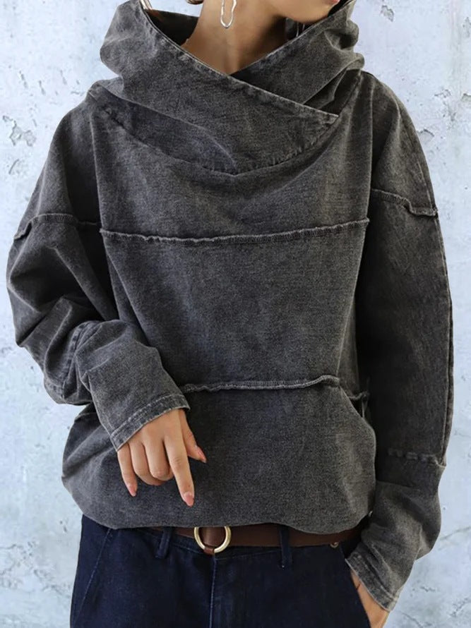 AD | Denim huvtröja med pullover