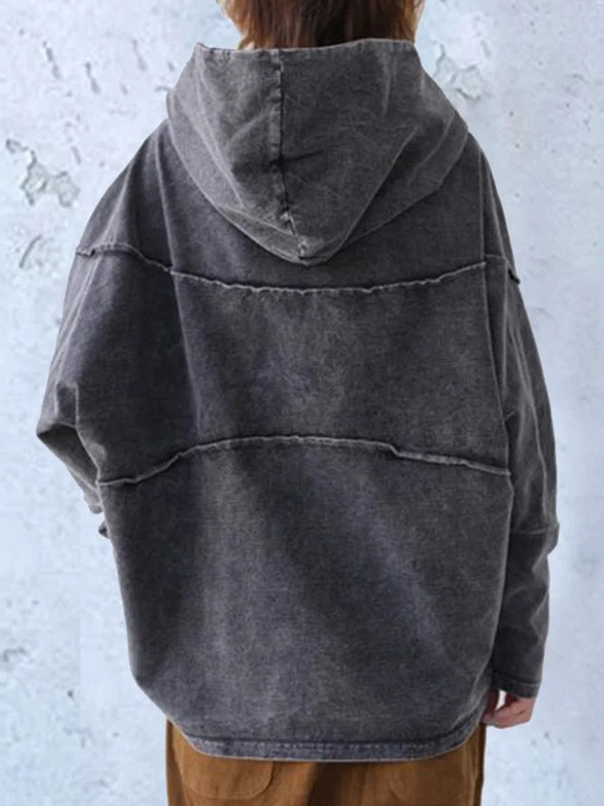 AD | Denim huvtröja med pullover