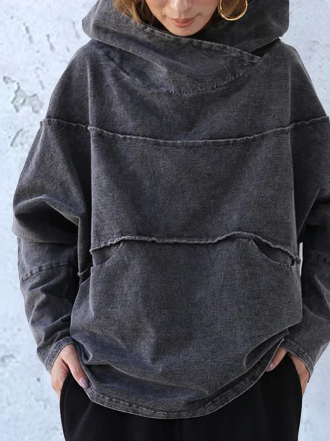 AD | Denim huvtröja med pullover