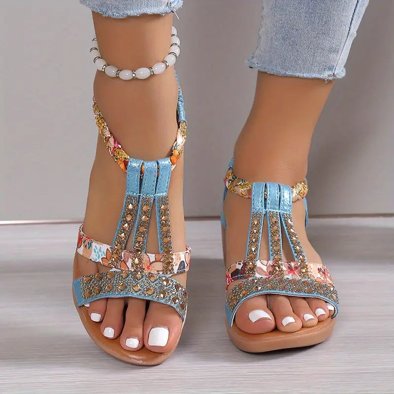 AD | Boho glam strass flätade kilklackssandaler