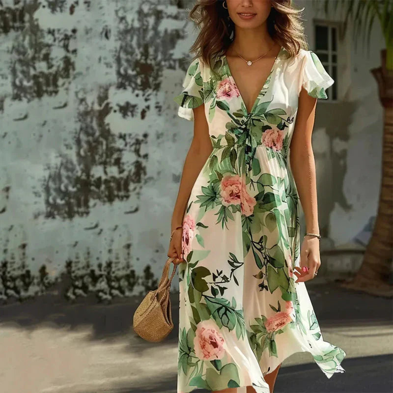 AD | Elegant klänning med blommigt mönster