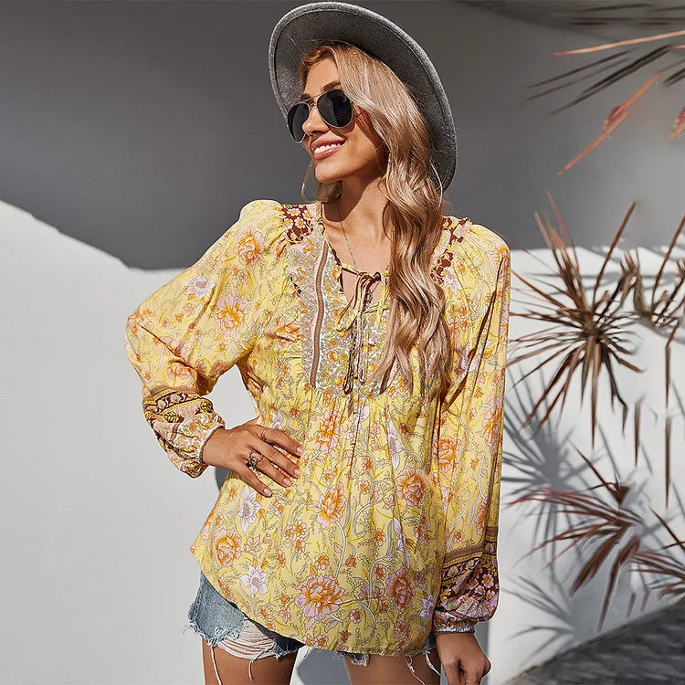 AD | Fashionabel boho blus med lång ärm