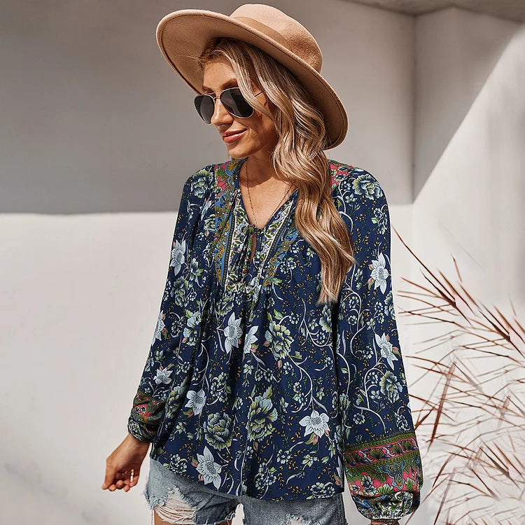 AD | Fashionabel boho blus med lång ärm