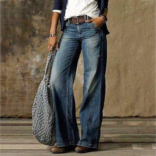 AD | Vintage denimjeans med vida ben och hög midja