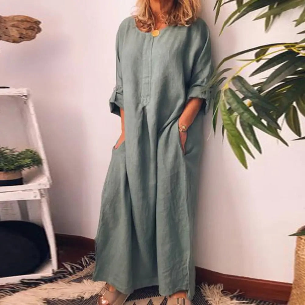 AD | Oversized lång skjortklänning i linne
