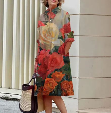 AD | Elegant klänning med skrynkligt blommönster