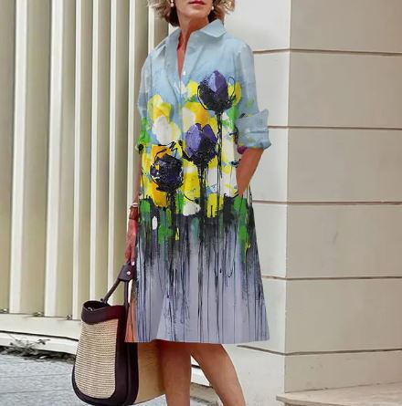 AD | Elegant klänning med skrynkligt blommönster
