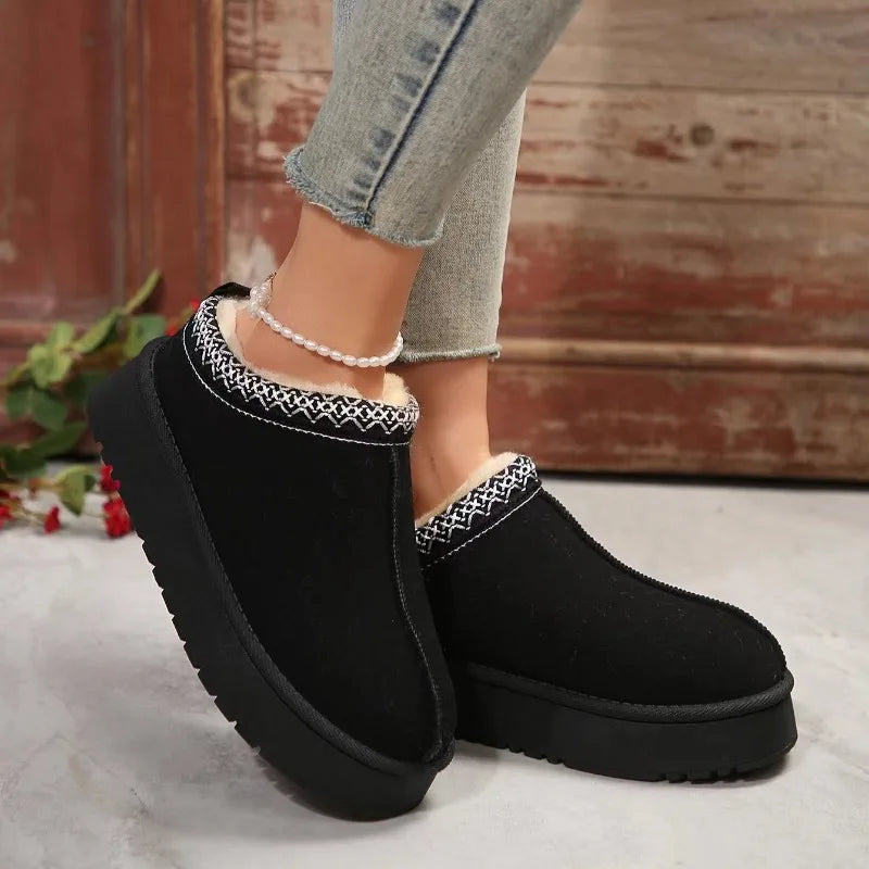2025Women's Winter New Suede Waterproof Thick-soled Non-slip Ankle Boots for Home Warmth and Comfort Slip-on Women's Snow Boots