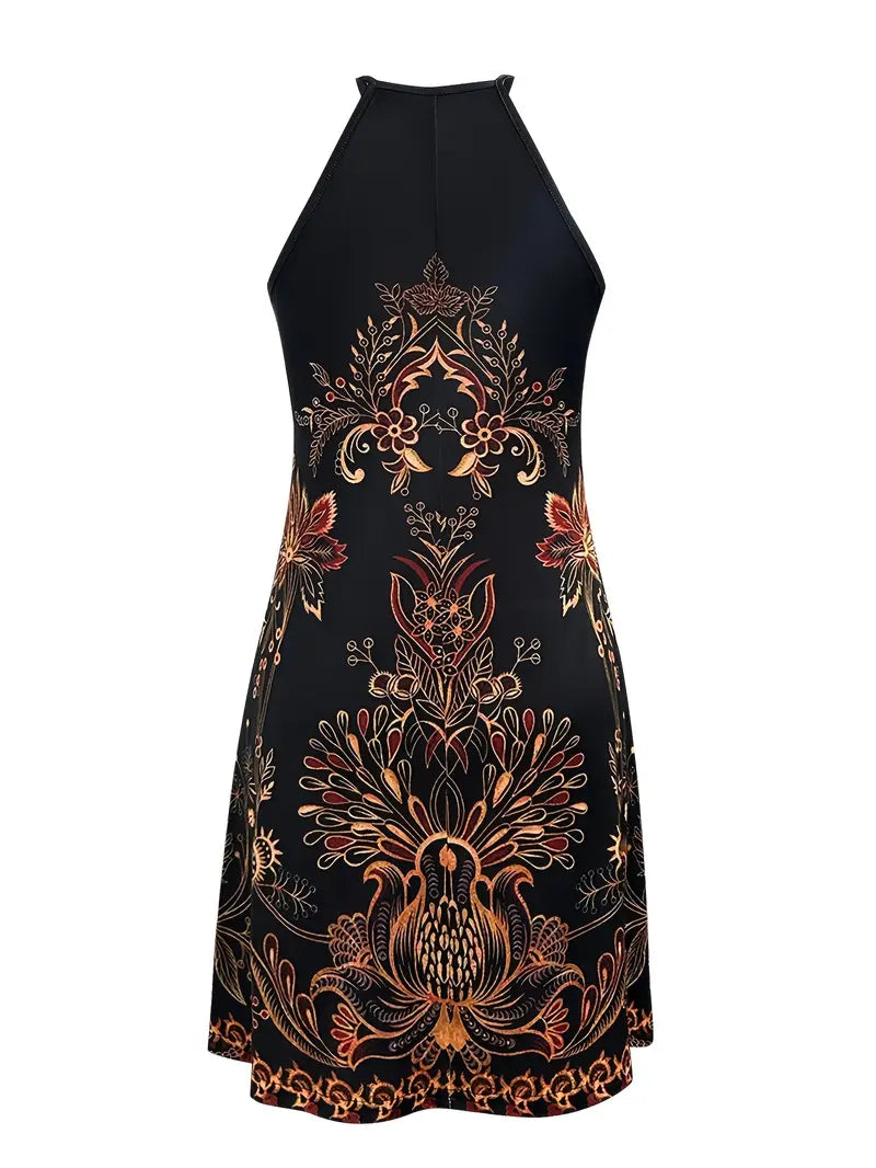 AD | Klänning med halterneck och Boho-tryck