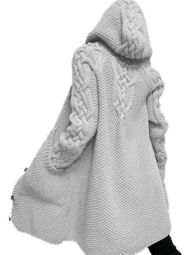 AD | Cardigan med huva i grovstickat material