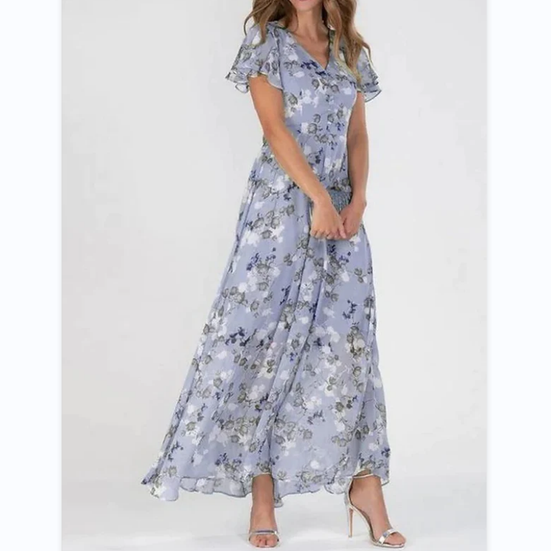 AD - lång med korta ärmar och blommigt tryck
