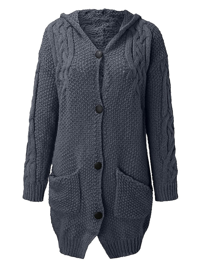 AD | Cardigan med huva i grovstickat material