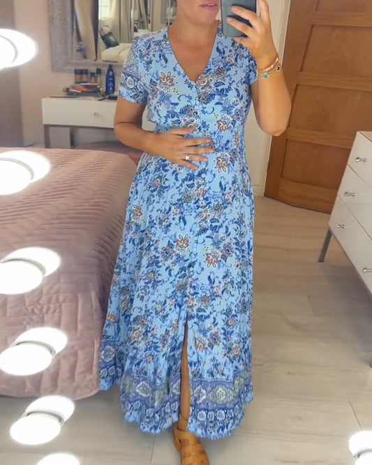 AD | V-ringad klänning med blommigt tryck