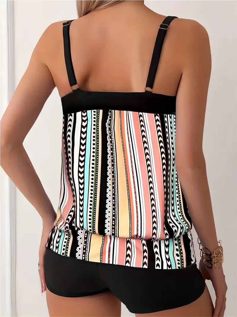 AD | Randig tankini med tryck