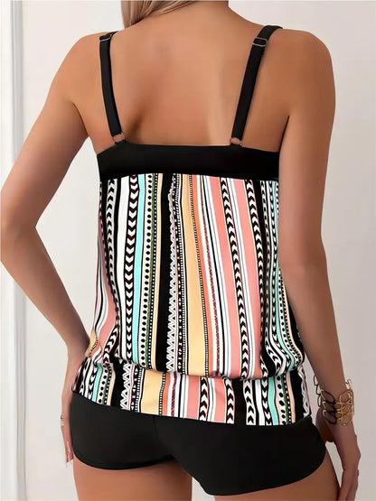 AD | Randig tankini med tryck