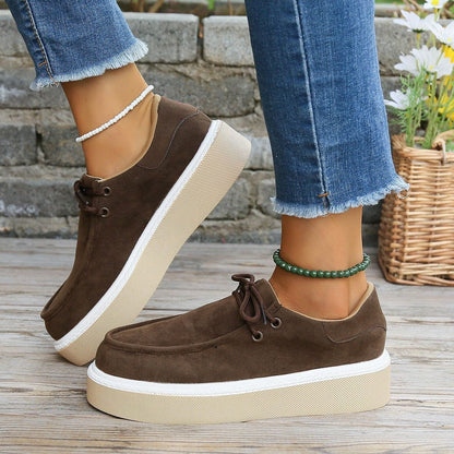 AD | Kvinnliga snörade flats med tjock sula Sneakers