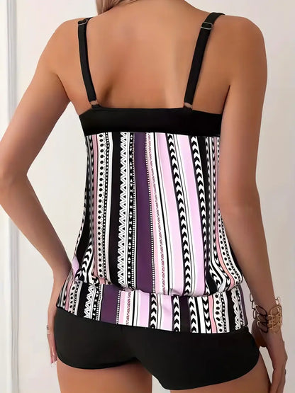 AD | Randig tankini med tryck