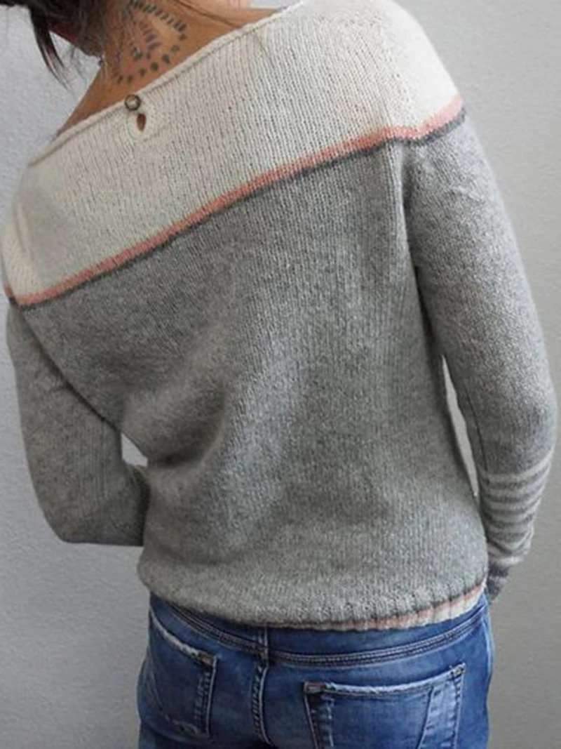 AD | Colorblock stickad tröja med randiga ärmar