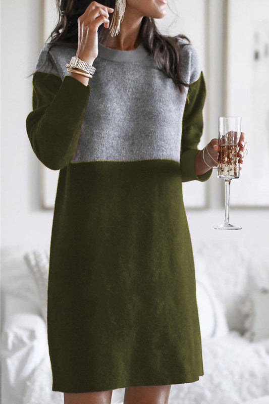 AD | Fashion Patchwork enkla patchworkklänningar med rund halsringning och långa ärmar