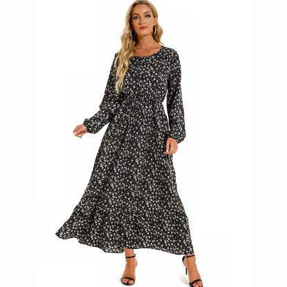 AD | Bohemiska kvinnor Maxi Casual Långärmad Chiffong Midiklänningar med hög midja