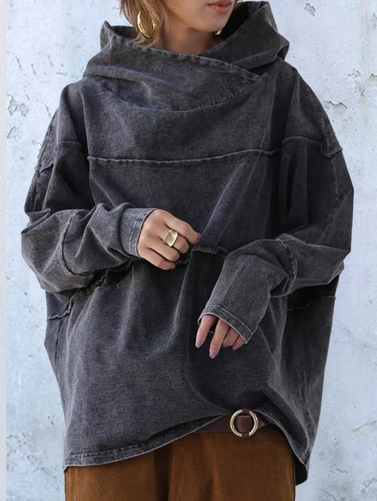 AD | Denim huvtröja med pullover