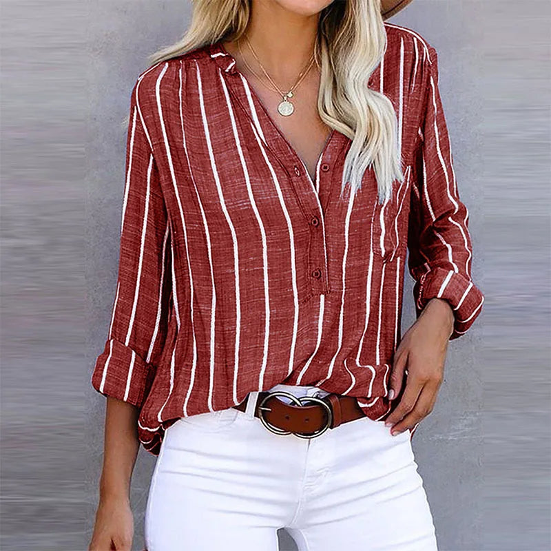 AD | Vintage och randig blus med knappar