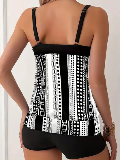 AD | Randig tankini med tryck