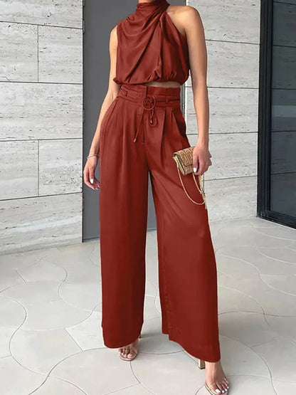 AD | Crop top med halterneck och vida ben