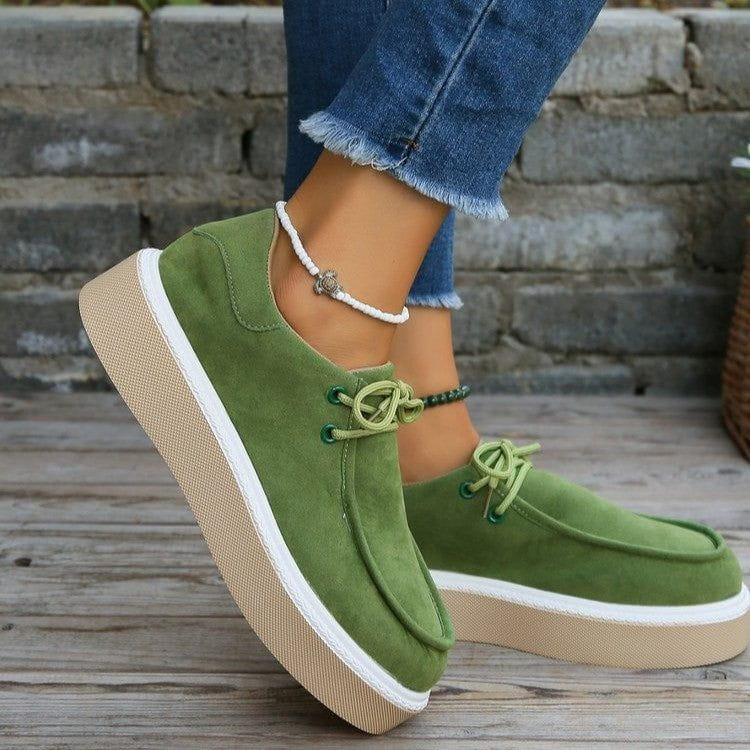 AD | Kvinnliga snörade flats med tjock sula Sneakers