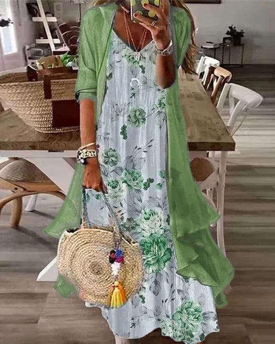 AD | Tvådelat set med slingklänning med tryck