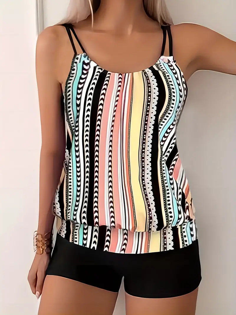 AD | Randig tankini med tryck