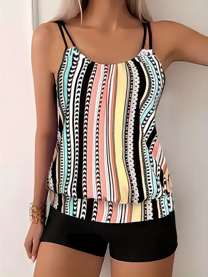 AD | Randig tankini med tryck