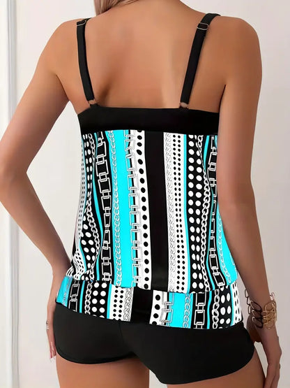 AD | Randig tankini med tryck