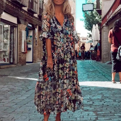 AD | Elegant långärmad blommig klänning