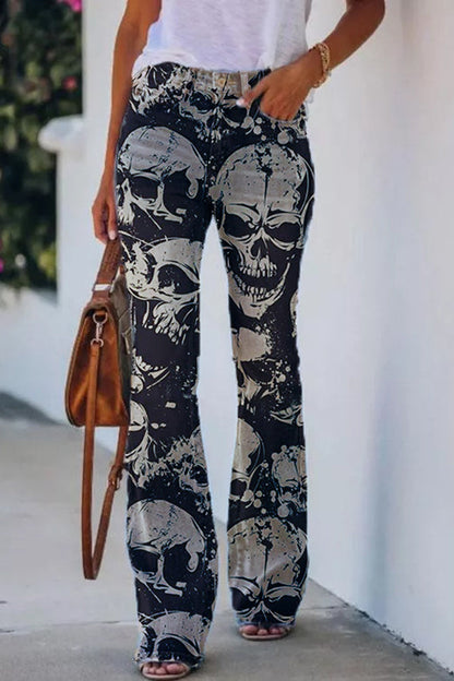 AD | Printed Faux High Rise Flare Byxor