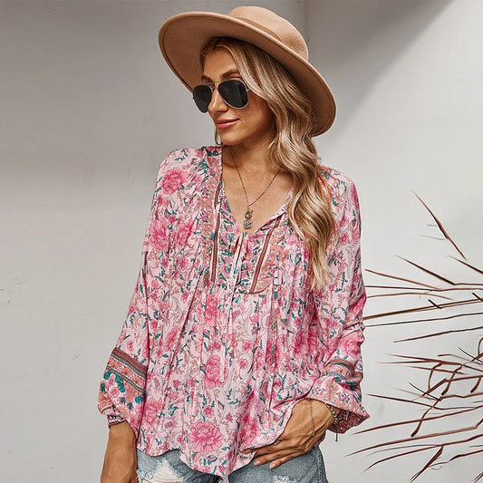 AD | Fashionabel boho blus med lång ärm