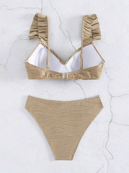 AD | Enfärgad bikini med volanger för dam i 2 färger S-XL