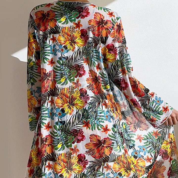 AD | 3-delad blommig bikini med överdragsbyxa