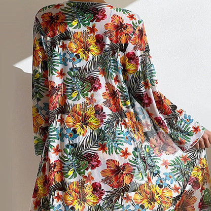 AD | 3-delad blommig bikini med överdragsbyxa