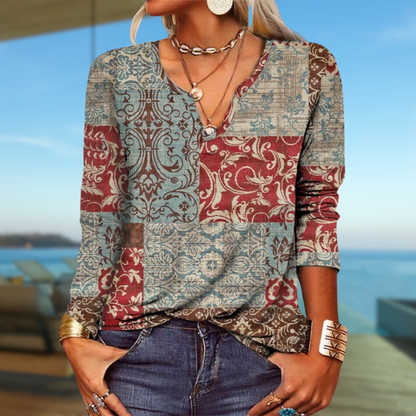 AD | långärmad topp med boho-patchwork-tryck
