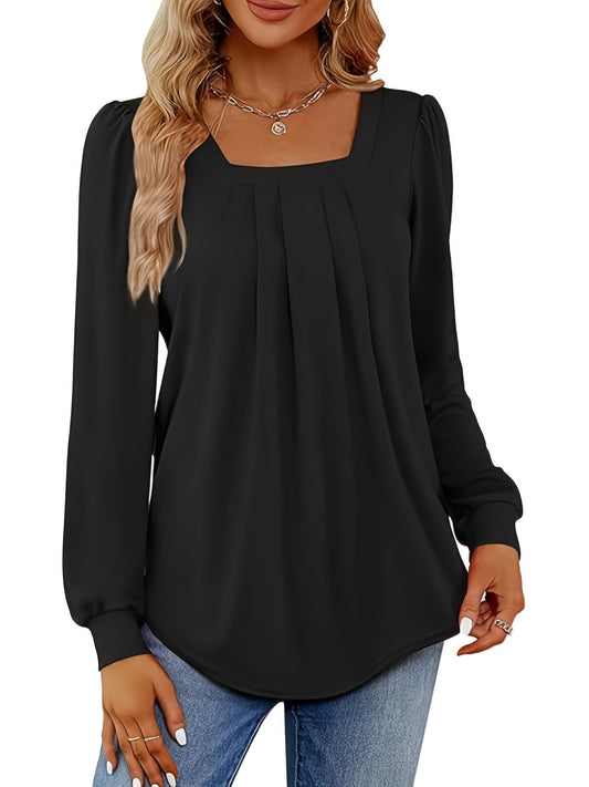 AD | Elegant blus med fyrkantig halsringning och veck