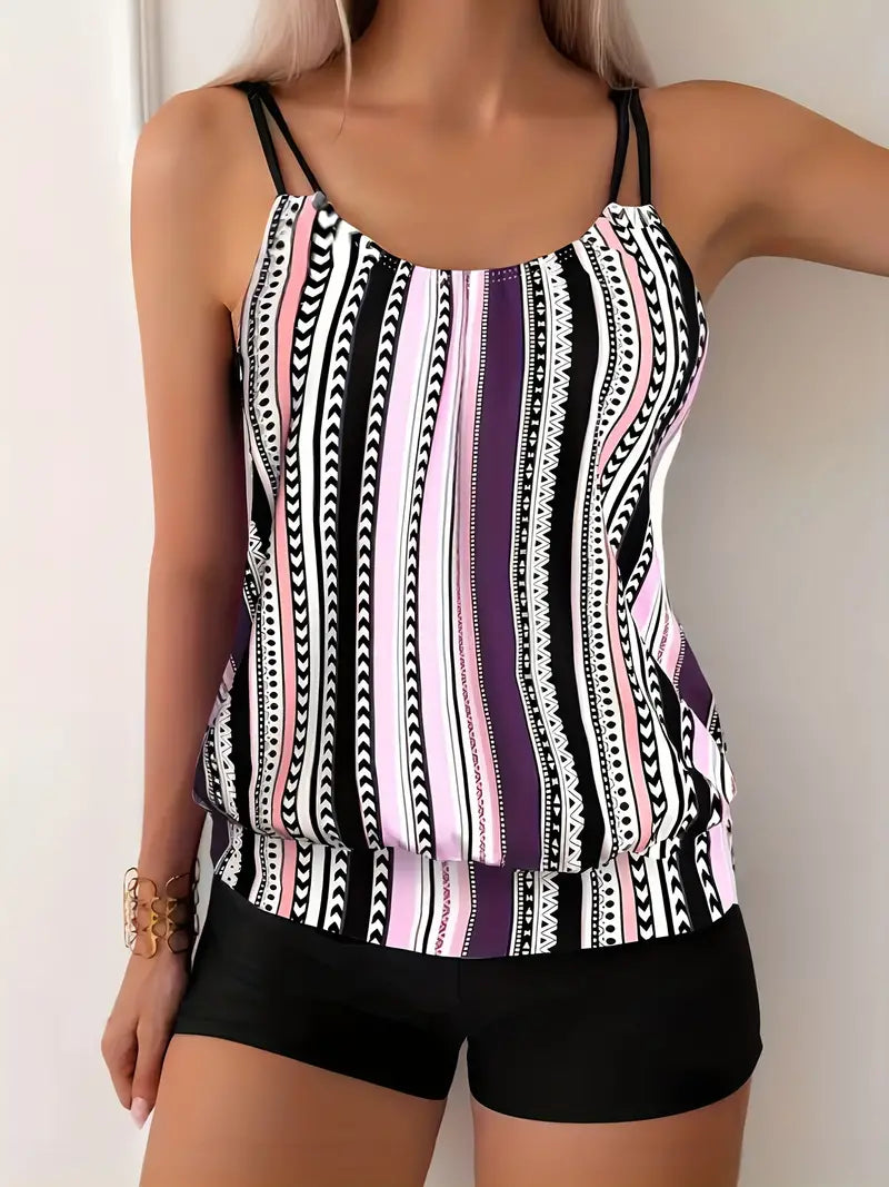 AD | Randig tankini med tryck