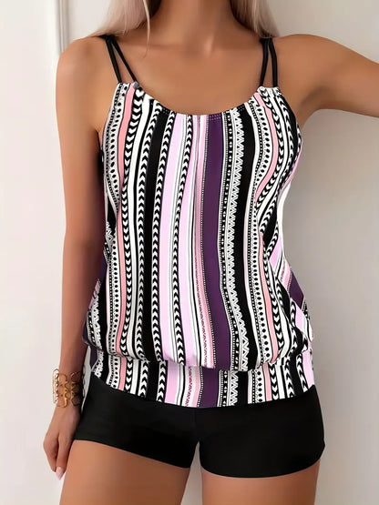 AD | Randig tankini med tryck