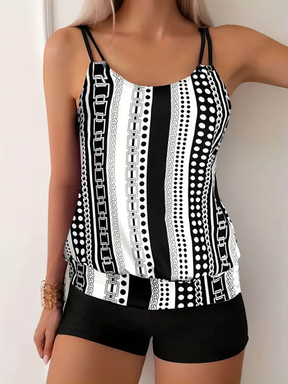 AD | Randig tankini med tryck