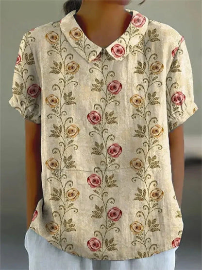AD | Blus med blommigt tryck för kvinnor
